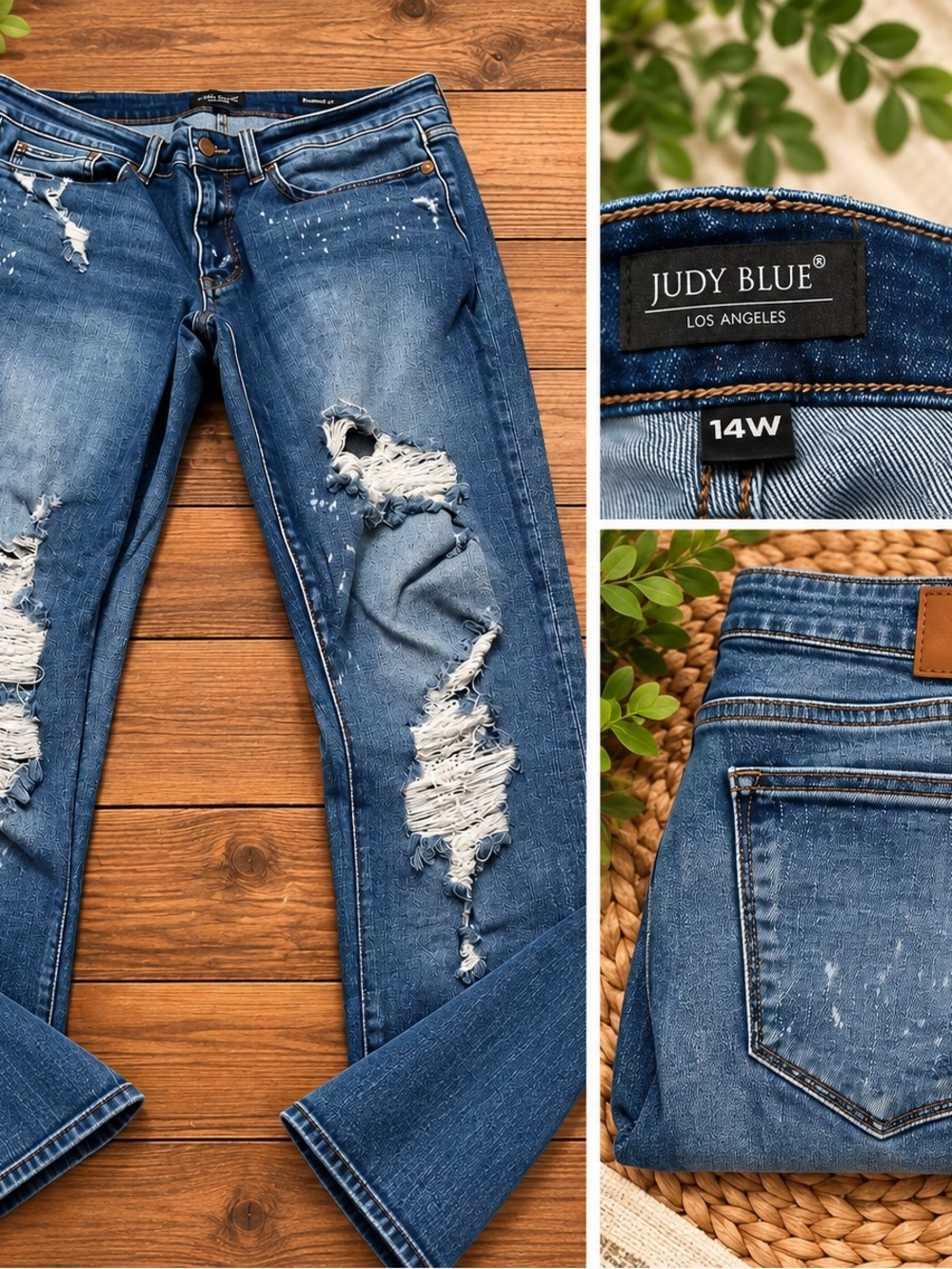 Judy Blue women’s 14w Blue Distressed Skinny Jeans